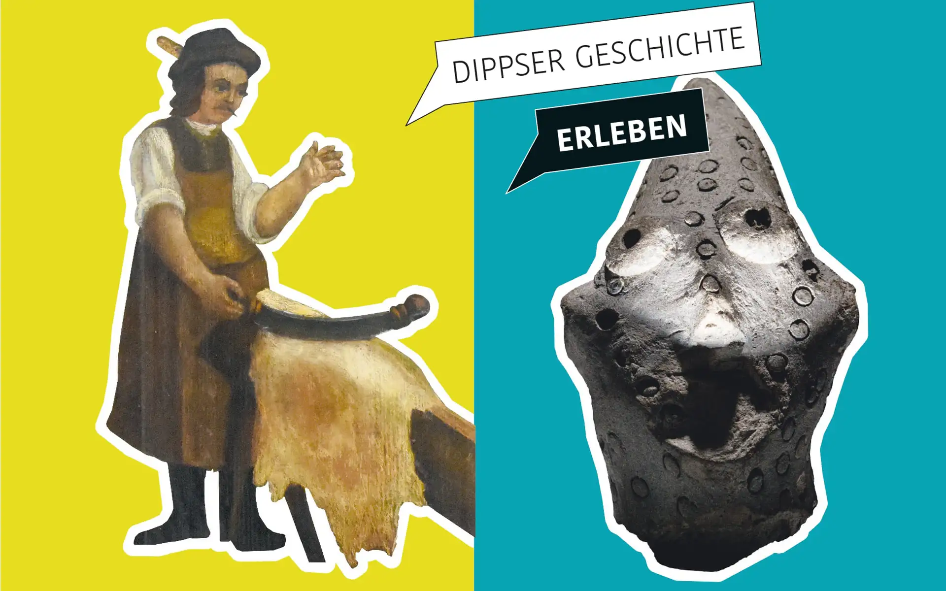 Gestapelte Printmedien des Museums Lohgerber mit Lageplänen, Illustrationen und farbigen Orientierungselementen.